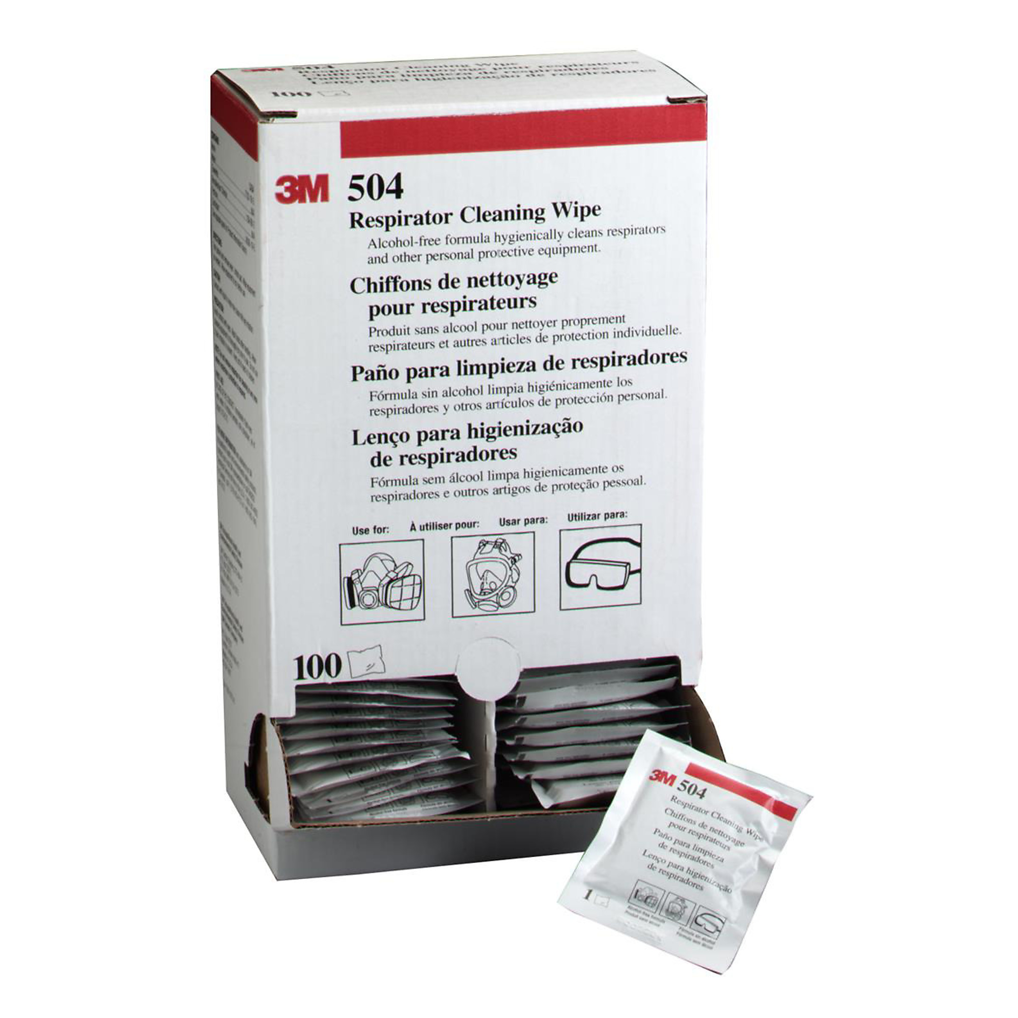 3M Respirator Cleaning Wipes — 8in. x 10in., Alcohol-Free, 100 Pcs, Model# MMM7065